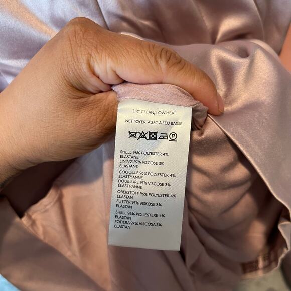 BHLDN Sabrina Stretch Satin Long Sleeve Mini Dress Size Small Dusty Mauve New - Picture 9 of 10